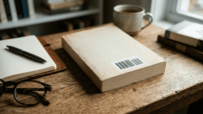 Book with ISBN barcode on back cover