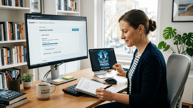 Author uploading book to Amazon KDP platform